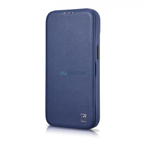 Husă folio din piele premium iCarer CE pentru iPhone 14 Plus Flip Magnetic MagSafe Blue (WMI14220715-BU)