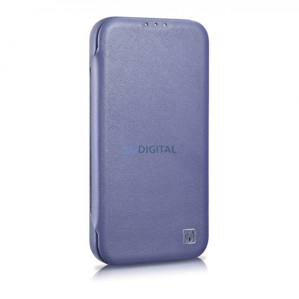 Husa Folio din piele premium iCarer CE pentru iPhone 14 Pro Max Flip Magnetic MagSafe violet deschis (WMI14220716-LP)