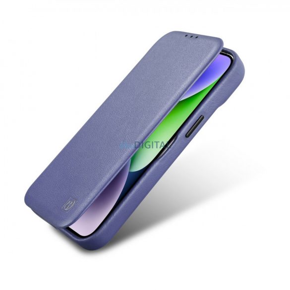 Husa Folio din piele premium iCarer CE pentru iPhone 14 Pro Max Flip Magnetic MagSafe violet deschis (WMI14220716-LP)