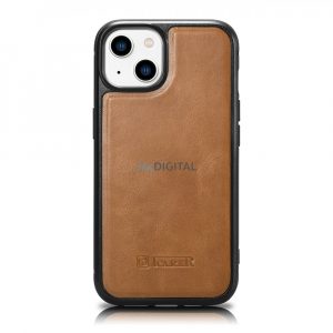 Husă iCarer Leather Oil Wax cu piele naturală pentru iPhone 14 Plus (compatibilă MagSafe) maro (WMI14220719-TN)