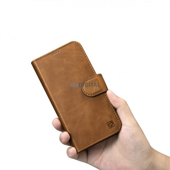 iCarer Oil Wax Wallet Husă 2in1 husă iPhone 14 piele Flip Husă Anti-RFID maro (WMI14220721-TN)