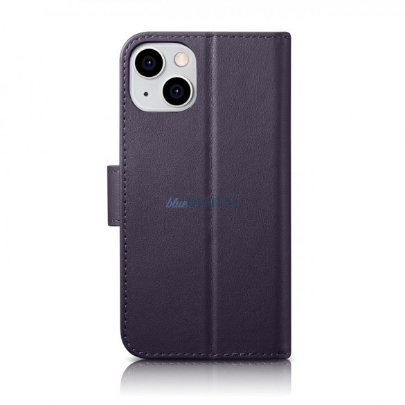 Husă portofel iCarer Husă 2 în 1 Husă din piele pentru iPhone 14 Anti-RFID violet închis (WMI14220725-DP)