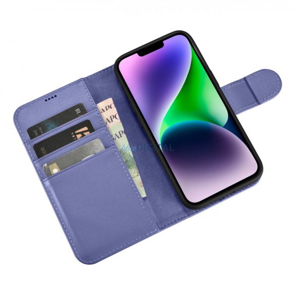 Husă portofel iCarer 2 în 1 pentru iPhone 14 Husă din piele anti-RFID Violet deschis (WMI14220725-LP)