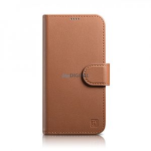 iCarer Wallet Husă 2in1 iPhone 14 Pro Flip Leather Husă Anti-RFID maro (WMI14220726-BN)