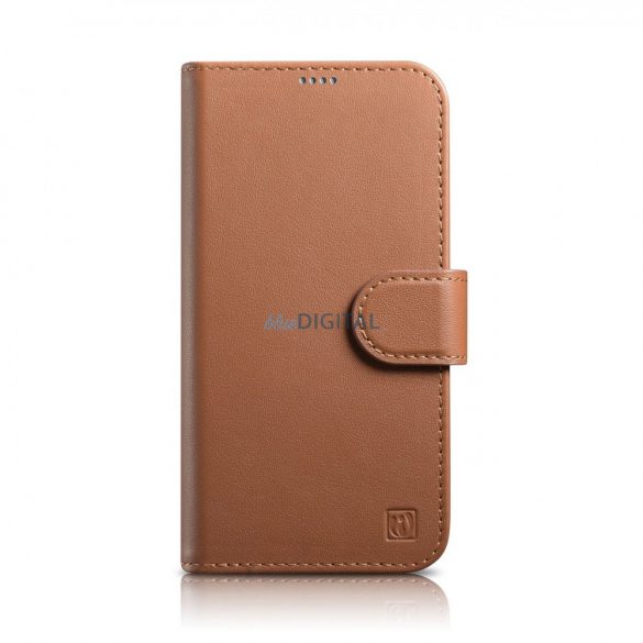 iCarer Wallet Husă 2in1 iPhone 14 Pro Flip Leather Husă Anti-RFID maro (WMI14220726-BN)