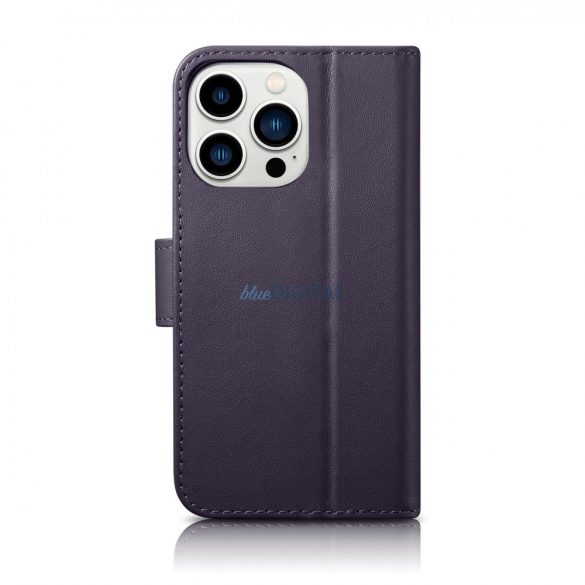 Husă portofel iCarer 2 în 1 pentru iPhone 14 Pro Husă din piele anti-RFID violet închis (WMI14220726-DP)