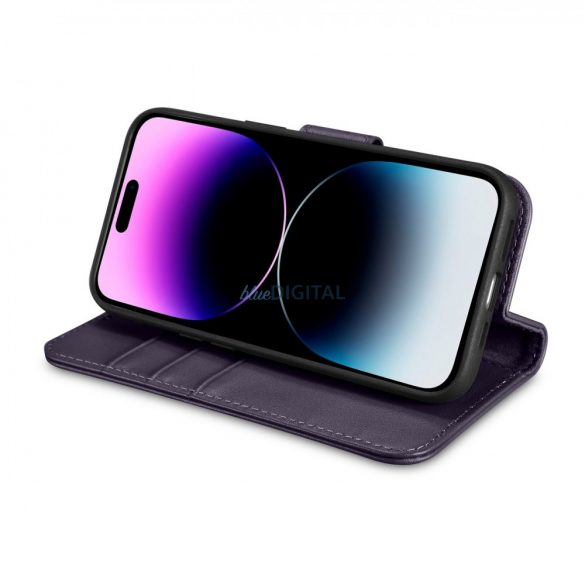 Husă portofel iCarer 2 în 1 pentru iPhone 14 Pro Husă din piele anti-RFID violet închis (WMI14220726-DP)