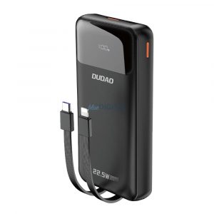 Dudao K15Pro Powerbank 20000mAh 22.5W PD USB-C / USB-A / cabluri Lightning și USB-C încorporate - negru