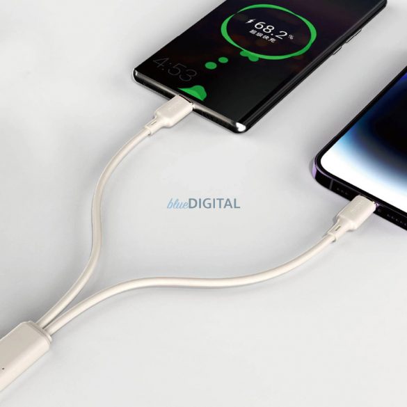 Cablu Dudao L7SE 3in1 USB-C - USB-C / Lightning / micro USB 66W 1.2m - bej