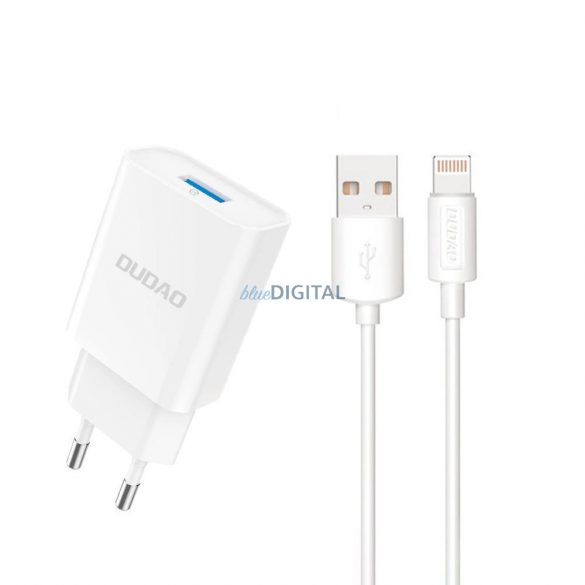 Incarcator de perete Dudao A4EU USB-A 2.1A - alb + USB-A - Cablu Lightning