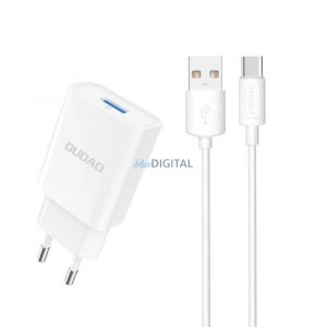 Încărcător de perete Dudao A4EU USB-A 2.1A - alb + USB-A - cablu USB-C