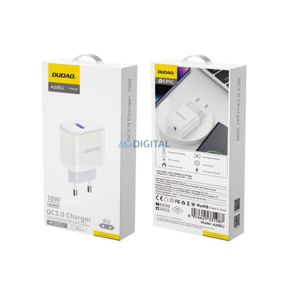 Incarcator de retea Dudao A20EU USB-A 18W - alb