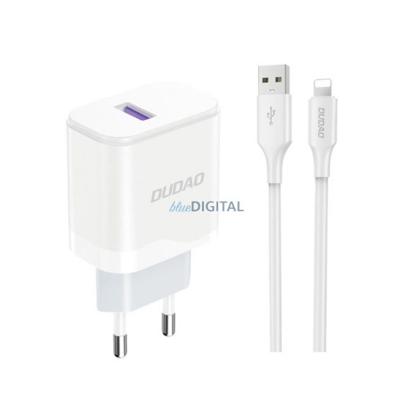 Incarcator de perete Dudao A20EU USB-A 18W - alb + USB-A - Cablu Lightning