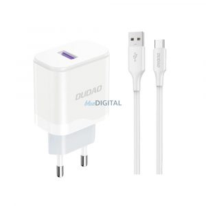 Încărcător de perete Dudao A20EU USB-A 18W - alb + USB-A - cablu USB-C