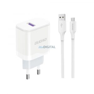 Incarcator de perete Dudao A20EU USB-A 18W - alb + USB-A - cablu micro USB