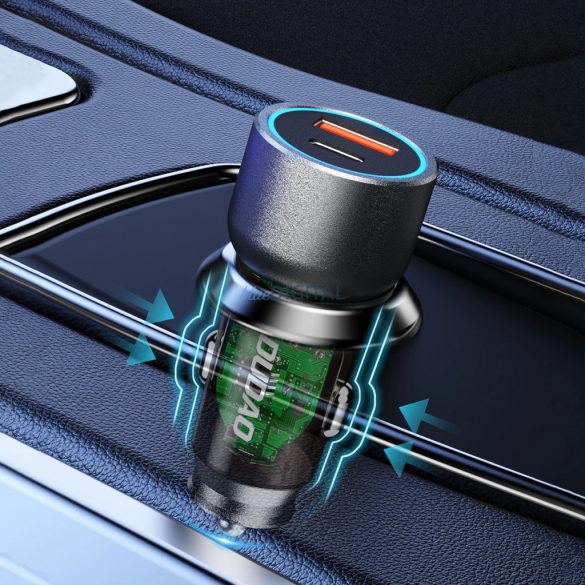 Dudao R4T încărcător auto cu 1xUSB-A și 1xUSB-C conexiune 30W - gri