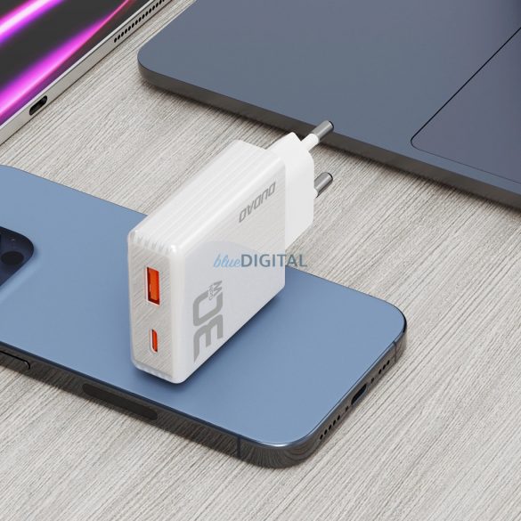 Dudao A30EU încărcător de rețea cu 1xUSB-A și 1xUSB-C conexiune 30W - alb