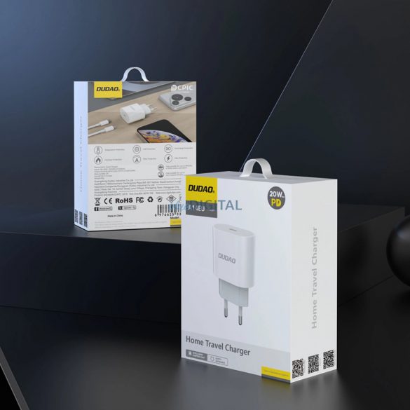 Dudao A14EU încărcător de rețea cu 1xUSB-C conexiune PD 20W - alb