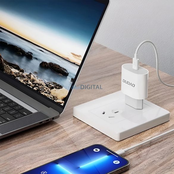 Dudao A14EUC Încărcător AC cu 1x conexiune USB-C și cablu Type-C - Type-C PD 20W - alb