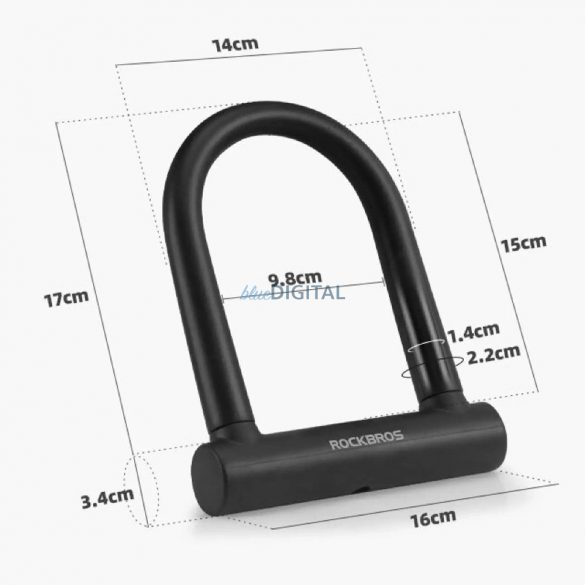 Lacăt pentru bicicletă Rockbros RKS610-BK U-lock - negru