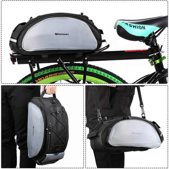 Wozinsky Bicicletă Bicicletă Bicicletă Geantă Geantă pannier spate cu curea de umăr 13L negru (WBB1BK)