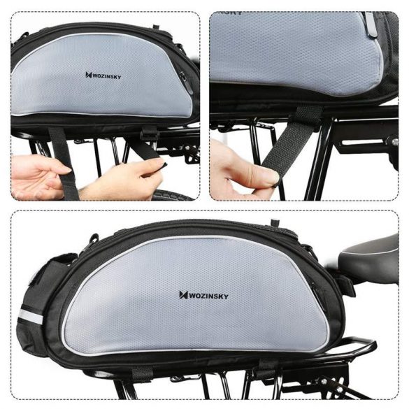 Wozinsky Bicicletă Bicicletă Bicicletă Geantă Geantă pannier spate cu curea de umăr 13L negru (WBB1BK)