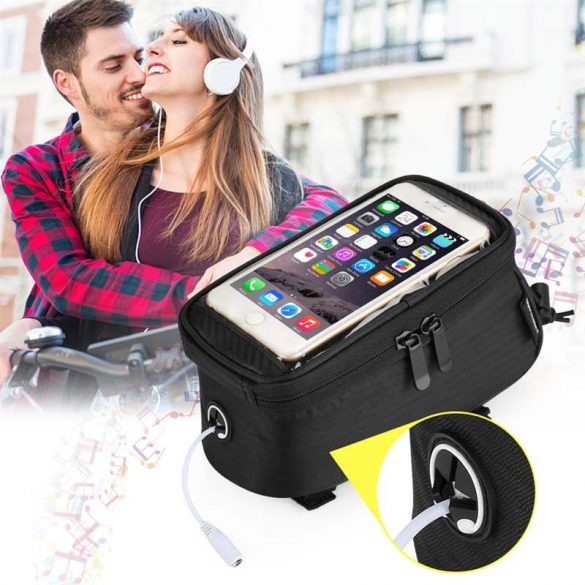 Wozinsky biciclete față sac de depozitare biciclete cadru telefon telefon husă husăuri de telefon (Husă spate) husă 6.5 inch max 1.5L negru (WBB2BK)