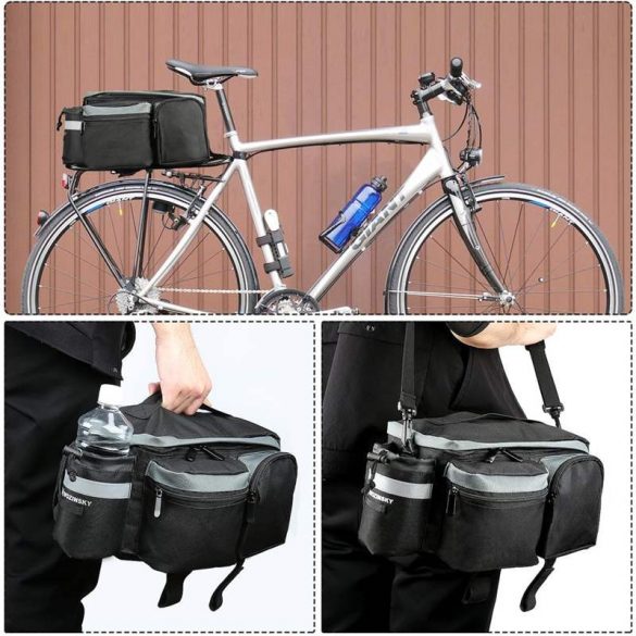 Wozinsky Bicicletă Bicicletă Bicicletă Bicicletă Geantă Geantă pannier spate cu curea de umăr și husă de sticlă 6L negru (WBB3BK)