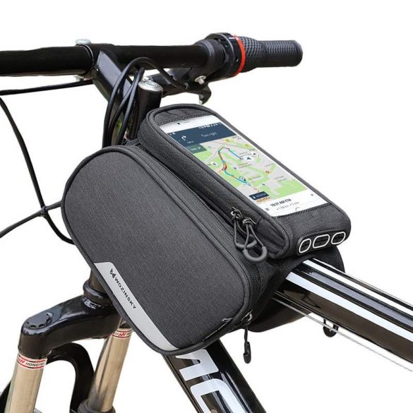 Wozinsky Geantă de depozitare frontală pentru bicicletă Cadru Telefon 6.5 inch max 1.5L Negru (WBB7BK)