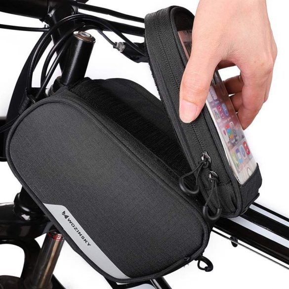 Wozinsky Geantă de depozitare frontală pentru bicicletă Cadru Telefon 6.5 inch max 1.5L Negru (WBB7BK)