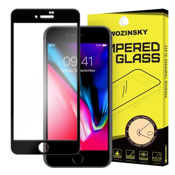 Wozinsky Tempered sticlă FullGlue Super Tough Screen Protective Folie Full Screen Bezel Husă Friendly iPhone 8/7 negru Display Folie Folie sticlă Tempered Folie sticlă