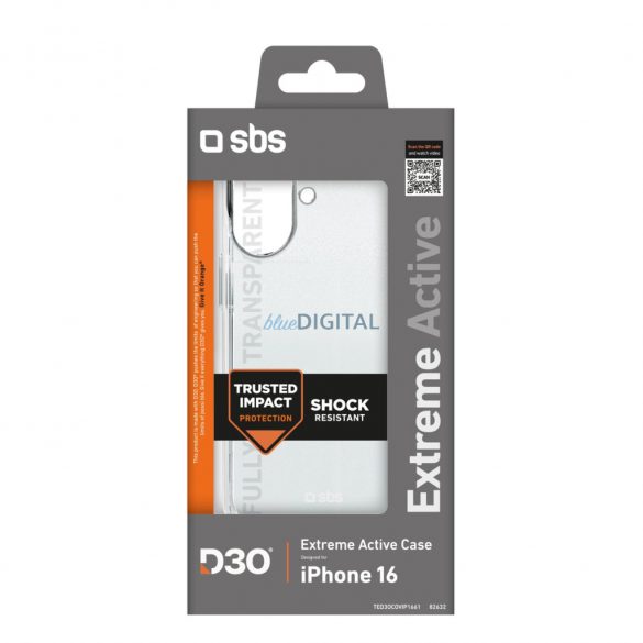 Carcasă SBS Extreme Active D3O pentru iPhone 16 - transparentă