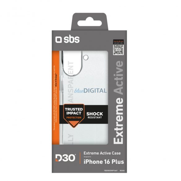 Carcasă SBS Extreme Active D3O pentru iPhone 16 Plus - transparentă