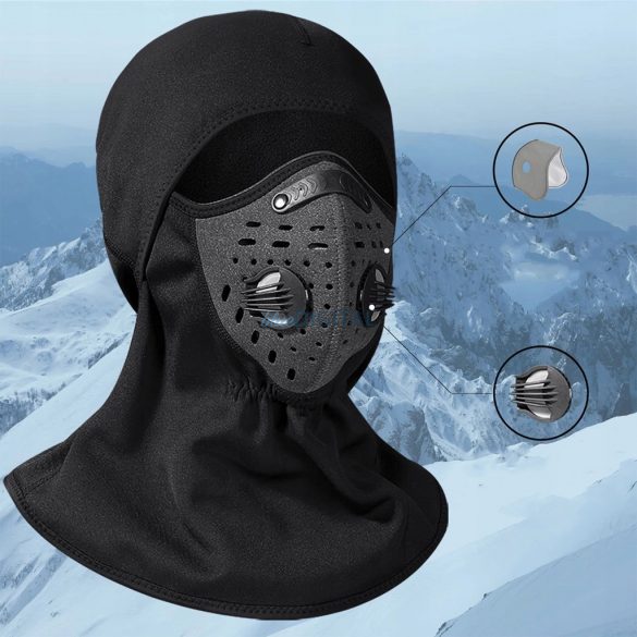 Rockbros LF7127-1 Nouă balaclava sport din catifea cu filtru - Negru