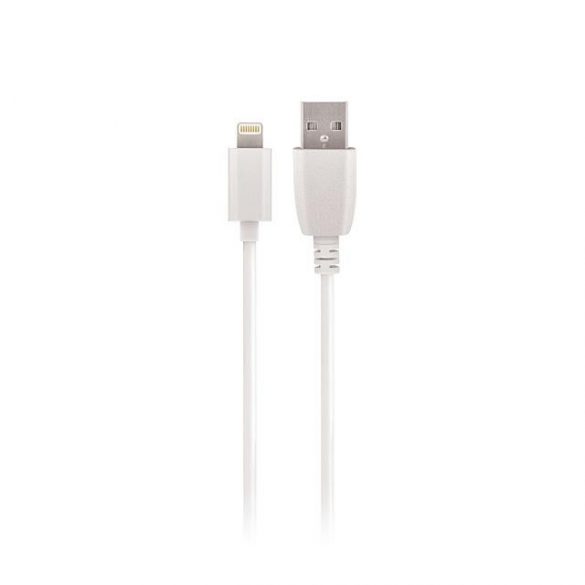 ÎNCĂRCĂTOR DE CĂLĂTORIE MAXLIFE 1A USB + CABLU LIGHTNING DETAȘABIL ALB