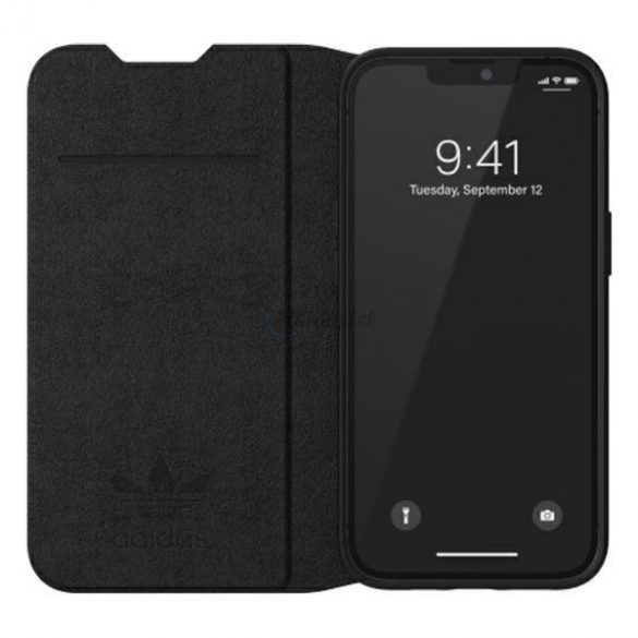 Husă Adidas OR Booklet BASIC iPhone 13 6.1 "alb-negru / alb negru 47086