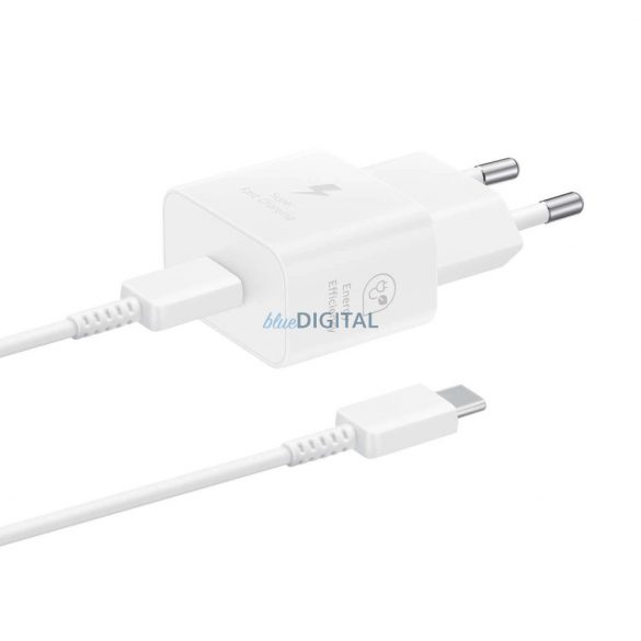 Încărcător de perete Samsung EP-T2510XWEGEU 25W SFC GaN cu cablu USB-C - alb