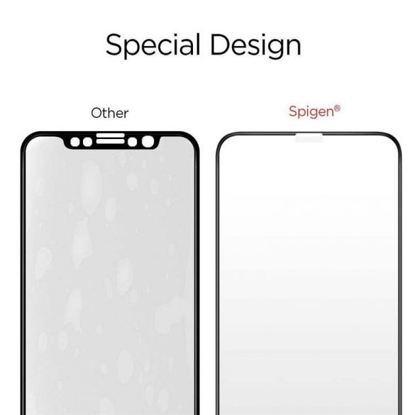 Film din sticlă securizată SPIGEN GLASS FC iPhone XI 5.8 / iPhone XS / iPhone X BLACK folie de afișare film de sticlă sticlă călită