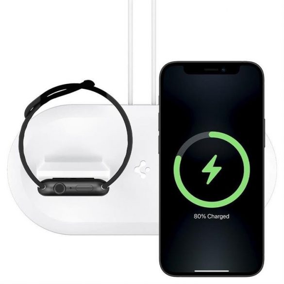 Spigen Magfit Duo Apple Magsafe & Apple Watch Charger Stand Alb