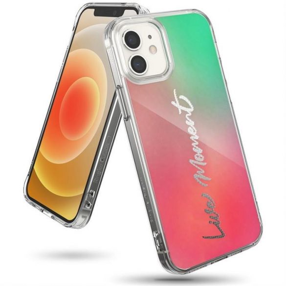 Husă pentru PC Ringke Fusion Design cu bară de protecție TPU pentru iPhone 12 mini roz-verde (GNAP0020)