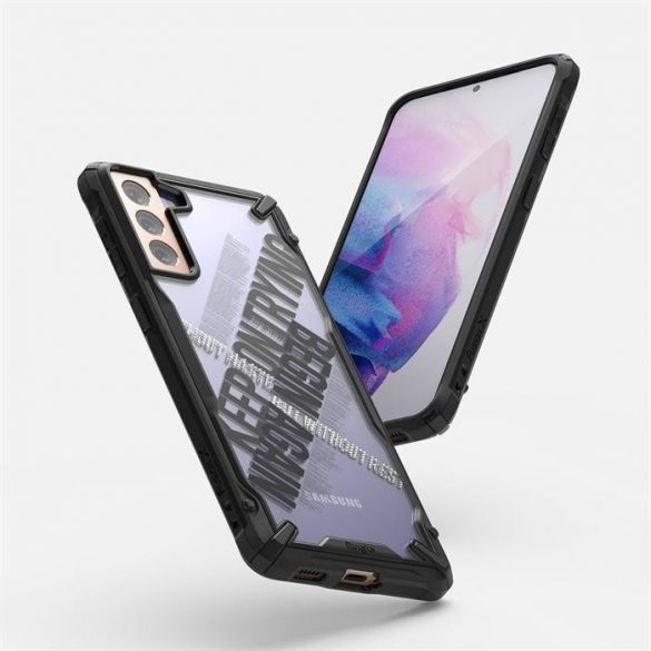 Ringke Fusion X Design Husă PC durabilă cu protecție TPU pentru Samsung Galaxy S21+ 5G (S21 Plus 5G) negru (Cross) (XDSG0053)