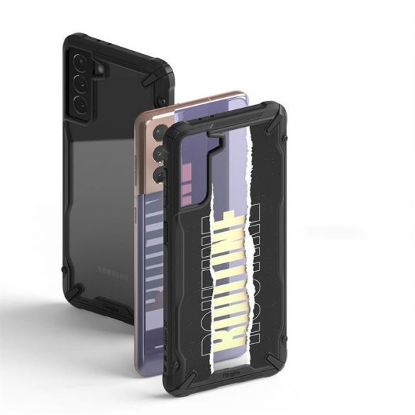 Husă durabilă pentru PC Ringke Fusion X Design cu bară de protecție TPU pentru Samsung Galaxy S21+ 5G (S21 Plus 5G) neagră (Rutină) (XDSG0054)