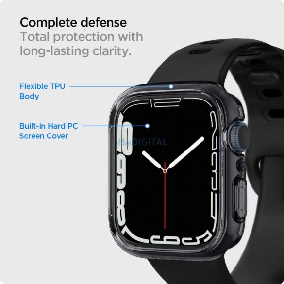 Husa Spigen Ultra Hybrid pentru Apple Watch 7 / 8 / 9 (41 mm) - gri transparent