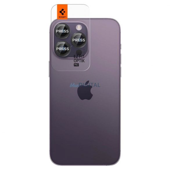 Spigen OPTIK.TR PROTECTOR CAMERA ”EZ FIT” PACHET 2 IPHONE 14 PRO / 14 PRO MAX / 15 PRO / 15 PRO MAX NEGRU