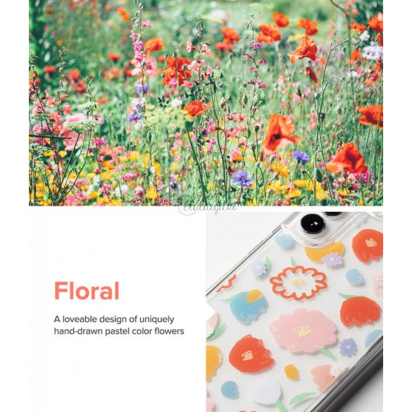 Husă Ringke Fusion Design Armored cu cadru de gel pentru Samsung Galaxy S22 + (S22 Plus) transparent (Floral) (F593R31)