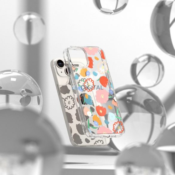 Husă cu mânecă blindată Ringke Fusion Design cu cadru de gel pentru iPhone 14 Plus transparent (Floral) (FD637E31)