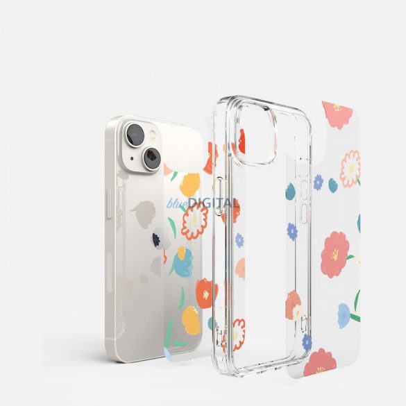 Husă cu mânecă blindată Ringke Fusion Design cu cadru de gel pentru iPhone 14 Plus transparent (Floral) (FD637E31)