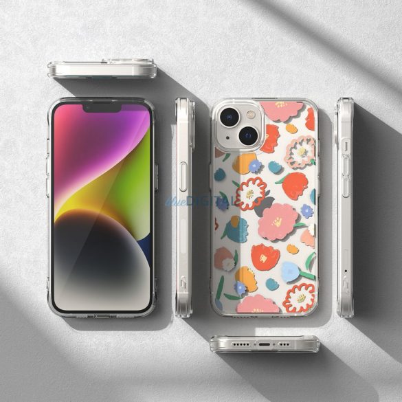 Husă cu mânecă blindată Ringke Fusion Design cu cadru de gel pentru iPhone 14 Plus transparent (Floral) (FD637E31)