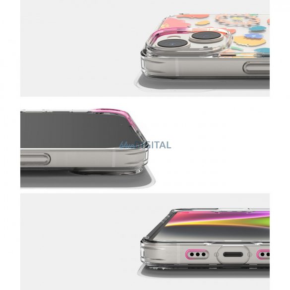 Husă cu mânecă blindată Ringke Fusion Design cu cadru de gel pentru iPhone 14 Plus transparent (Floral) (FD637E31)