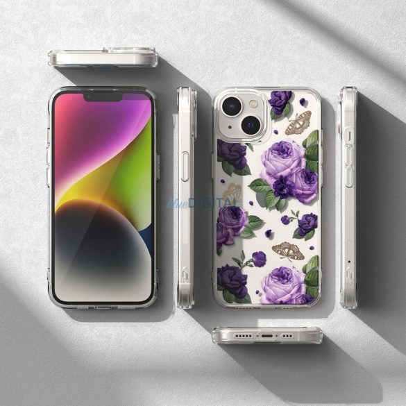 Husă Ringke Fusion Design Armored cu cadru de gel pentru iPhone 14 Plus transparent (trandafir violet) (FD637E29)